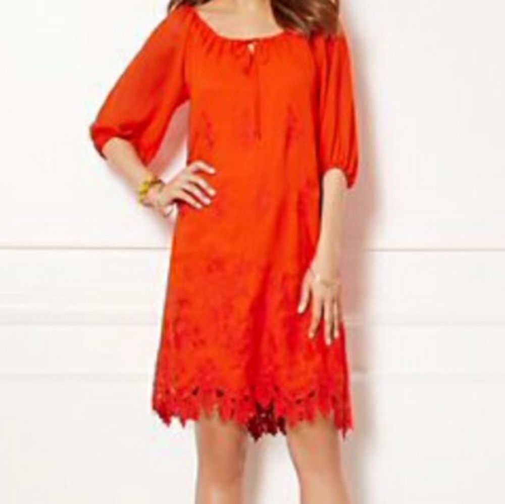 Eva Mendes New York & Company Orange Embroidered Dress